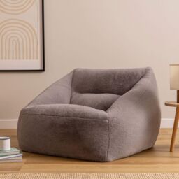 icon Natalia Rabbit Faux Fur Armchair Bean Bag in Light Grey - Size: Medium