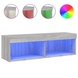 Berkfield Home TV Cabinet with LED Lights Grey Sonoma 100x30x30 cm - Size: 100 x 30 x 30 cm - thumbnail 2