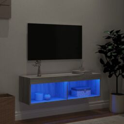 Berkfield Home TV Cabinet with LED Lights Grey Sonoma 100x30x30 cm - Size: 100 x 30 x 30 cm - thumbnail 3
