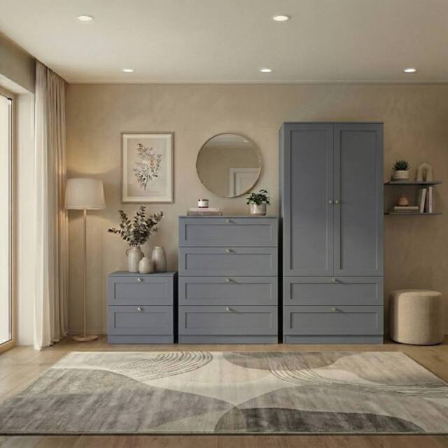 Home Discount Vida Designs Altino 3Pc Bedroom Set(2Dr Bedside, 4Dr Chest, Wardrobe) in Grey - image 1