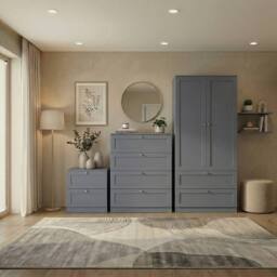 Home Discount Vida Designs Altino 3Pc Bedroom Set(2Dr Bedside, 4Dr Chest, Wardrobe) in Grey - thumbnail 1