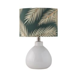 First Choice Lighting Set of 2 Tuscan - White Ceramic Lamps with Tropical Green Shade - thumbnail 2