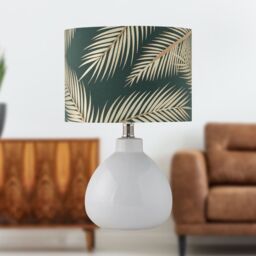 First Choice Lighting Set of 2 Tuscan - White Ceramic Lamps with Tropical Green Shade - thumbnail 6