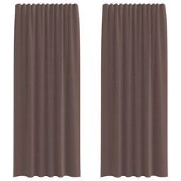 Berkfield Home Voile Curtains with Rod Pockets 2 pcs Brown - thumbnail 2