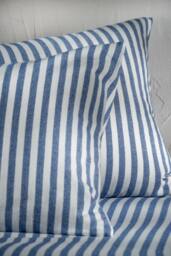 Soak&Sleep Mediterranean Blue Herringbone Stripe Cotton 30cm Fitted Sheet - Size: Double - thumbnail 3