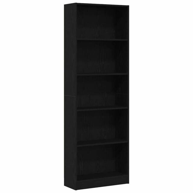 Berkfield Home Black Oak Bookshelf - 60x24x176 cm, Made from Engineered Wood - Size: 60 x 24 x 176 cm - image 1
