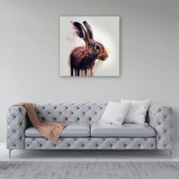 "Warren Reed - Designer Hare Face Splashart Canvas in Brown - Size: W16"" x H16""" - thumbnail 4