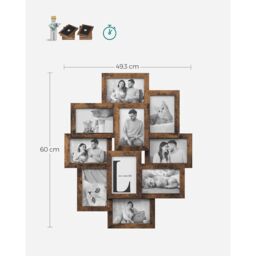SONGMICS Wall Photo Display Set Standard Photo Frame Gallery Display in Brown - thumbnail 3