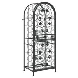 Berkfield Home Wine Rack for 41 Bottles Black 45x36x120 cm Wrought Iron - Size: 45 x 36 x 120 cm - thumbnail 2