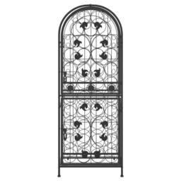 Berkfield Home Wine Rack for 41 Bottles Black 45x36x120 cm Wrought Iron - Size: 45 x 36 x 120 cm - thumbnail 3