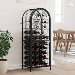 Berkfield Home Wine Rack for 41 Bottles Black 45x36x120 cm Wrought Iron - Size: 45 x 36 x 120 cm - thumbnail 1