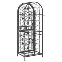 Berkfield Home Wine Rack for 41 Bottles Black 45x36x120 cm Wrought Iron - Size: 45 x 36 x 120 cm - thumbnail 5