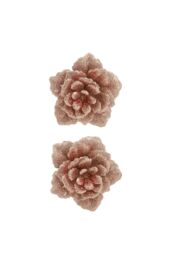 VFM e-Store 2 Clip-On Glitter Flowers Christmas Decoration 2 18x10. 4. Rose Gold