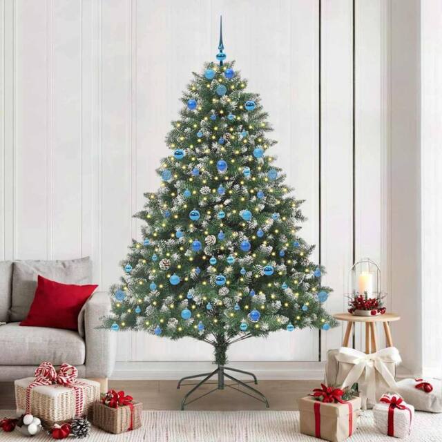 Berkfield Home Artificial Christmas Tree with Stand Green 140 x 140 x 210 cm - image 1