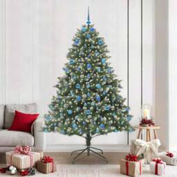 Berkfield Home Artificial Christmas Tree with Stand Green 140 x 140 x 210 cm - thumbnail 1