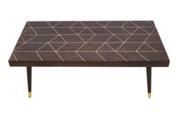 Orsina Mango Wood & Gold Finishing Coffee Table, Rectangular Coffee Table With Brass Inlay, Wooden Centre Table in Brown - thumbnail 3