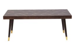 Orsina Mango Wood & Gold Finishing Coffee Table, Rectangular Coffee Table With Brass Inlay, Wooden Centre Table in Brown - thumbnail 6