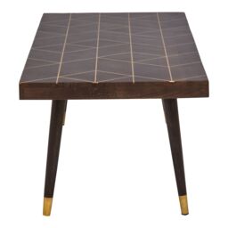 Orsina Mango Wood & Gold Finishing Coffee Table, Rectangular Coffee Table With Brass Inlay, Wooden Centre Table in Brown - thumbnail 2