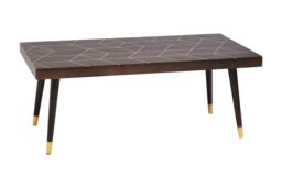 Orsina Mango Wood & Gold Finishing Coffee Table, Rectangular Coffee Table With Brass Inlay, Wooden Centre Table in Brown - thumbnail 4