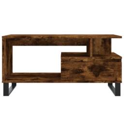 Berkfield Home Coffee Table Smoked Oak 90x49x45 cm Engineered Wood in Brown - Size: 90 x 49 x 45 cm - thumbnail 5