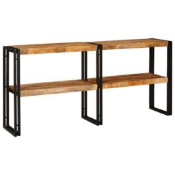 Berkfield Home Console Table 160x33x75 cm Solid Rough Wood Mango in Brown - Size: 160 x 33 x 75 cm - thumbnail 5