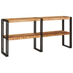 Berkfield Home Console Table 160x33x75 cm Solid Rough Wood Mango in Brown - Size: 160 x 33 x 75 cm - thumbnail 1