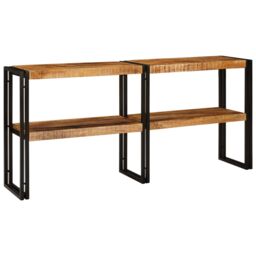 Berkfield Home Console Table 160x33x75 cm Solid Rough Wood Mango in Brown - Size: 160 x 33 x 75 cm - thumbnail 2