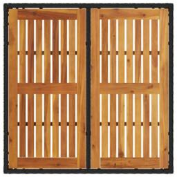 Berkfield Home Garden Table with Acacia Wood Top Black 90x90x75 cm Poly Rattan - Size: 90 x 90 x 75 cm - thumbnail 7