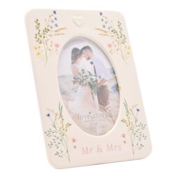 "Love story Wildflower Ceramic Photo Frame 4"" x 6"" Floral - Mr & Mrs in White" - thumbnail 2