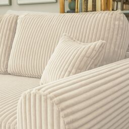 Furnishings For Less UK Vinci Chunky Thick Cord Soft 4 Seater Corner Sofa Left Hand Facing in Ivory - thumbnail 4