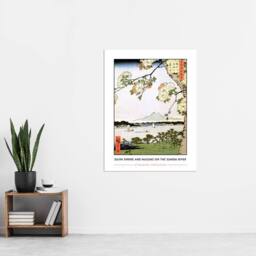 "Artery8 Hiroshige Suijin Shrine & Massaki On Sumida River Wall Art Print in Light Blue - Size: W18"" x H24""" - thumbnail 4