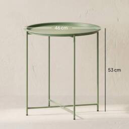 VOGREX Garden Table Side Table with Removable Tray, Folding Legs Green - thumbnail 2