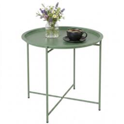 VOGREX Garden Table Side Table with Removable Tray, Folding Legs Green - thumbnail 4
