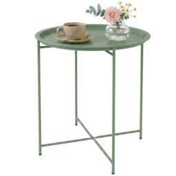 VOGREX Garden Table Side Table with Removable Tray, Folding Legs Green - thumbnail 5