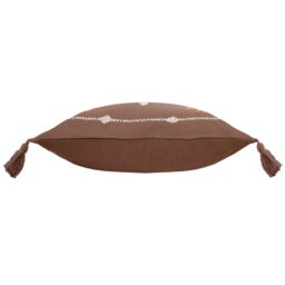 Yard Durdle 100% Cotton Embroidered Tasselled Cushion in Brown - Size: 45 cm x 45 cm - thumbnail 3