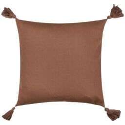 Yard Durdle 100% Cotton Embroidered Tasselled Cushion in Brown - Size: 45 cm x 45 cm - thumbnail 2