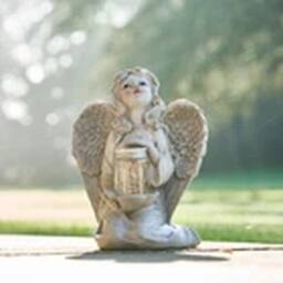 EONLION Garden Ornament Solar Fairy Angel Cherub Statue Lantern Decoration in White - thumbnail 5