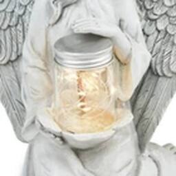 EONLION Garden Ornament Solar Fairy Angel Cherub Statue Lantern Decoration in White - thumbnail 3