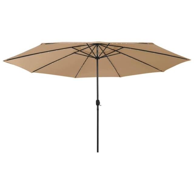 Berkfield Home Outdoor Parasol with LED Lights & Metal Pole 400 cm Taupe in Beige - image 1