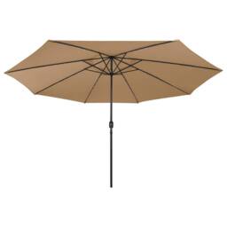 Berkfield Home Outdoor Parasol with LED Lights & Metal Pole 400 cm Taupe in Beige - thumbnail 3