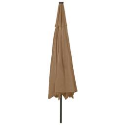 Berkfield Home Outdoor Parasol with LED Lights & Metal Pole 400 cm Taupe in Beige - thumbnail 5
