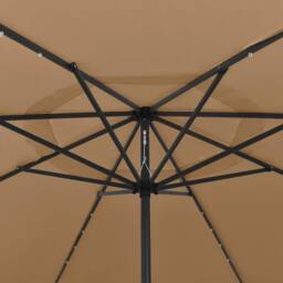 Berkfield Home Outdoor Parasol with LED Lights & Metal Pole 400 cm Taupe in Beige - thumbnail 4