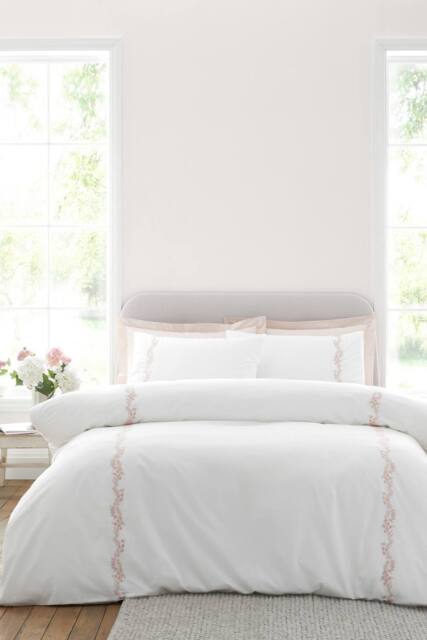 Bianca 'Camille Embroidered Floral' 200 Thread Count Cotton Duvet Cover Set in Pink - Size: King - image 1