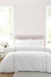 Bianca 'Camille Embroidered Floral' 200 Thread Count Cotton Duvet Cover Set in Pink - Size: King