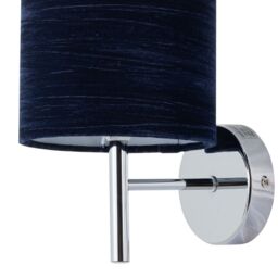 First Choice Lighting Brea - Chrome Wall Light with Navy Blue Crushed Velvet Shade in Silver - thumbnail 2