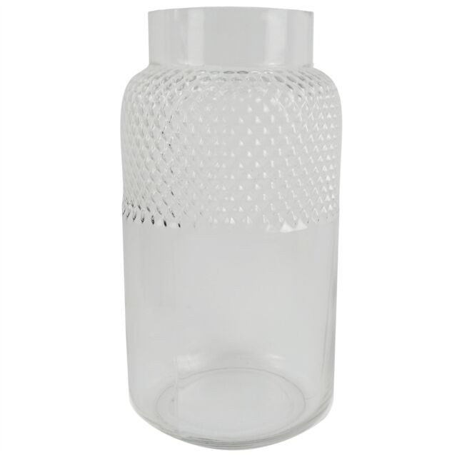 Leaf Glass Vase Clear Glass Diamond Vase 29cm Botanik in White - image 1