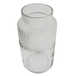 Leaf Glass Vase Clear Glass Diamond Vase 29cm Botanik in White - thumbnail 4