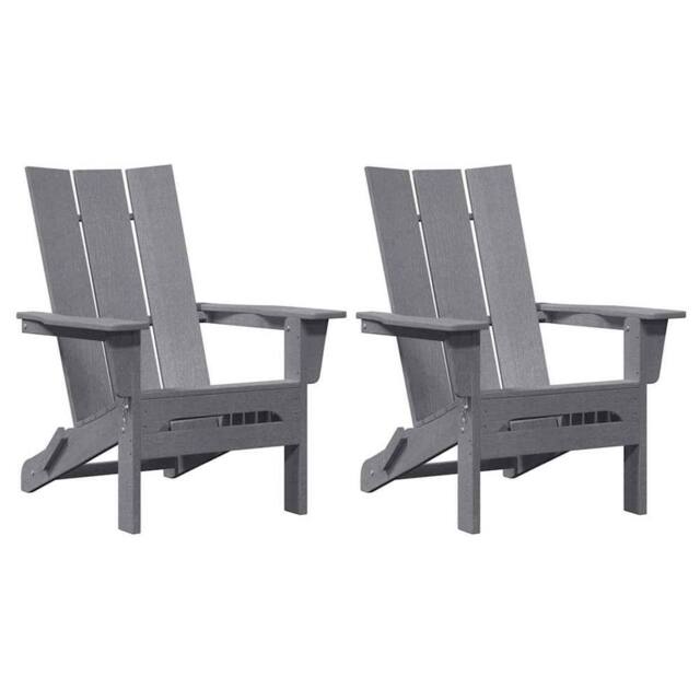 Berkfield Home Foldable Adirondack Chairs 2 pcs Light Grey 74.5x80.5x90 cm HDPE - image 1