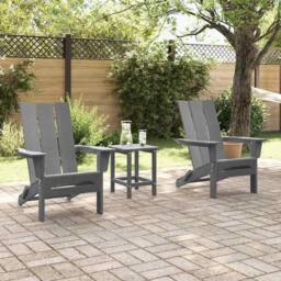 Berkfield Home Foldable Adirondack Chairs 2 pcs Light Grey 74.5x80.5x90 cm HDPE - thumbnail 3