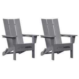 Berkfield Home Foldable Adirondack Chairs 2 pcs Light Grey 74.5x80.5x90 cm HDPE - thumbnail 1